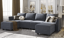 HONBAY Modern U-Shape Sectional Sofa Sleeper Couch