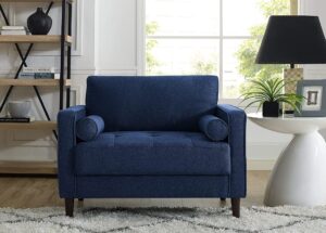 Lifestyle Solutions's Lexington Armchair features an understated elegance of the navy blue and elegant design lines.